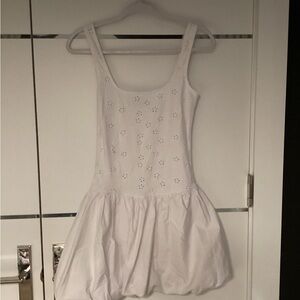 Zara White Eyelet Bubble Hem Kids Costume Dress